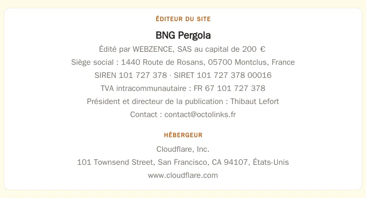 Coordonnées légales de l&rsquo;éditeur et de l&rsquo;hébergeur du site
