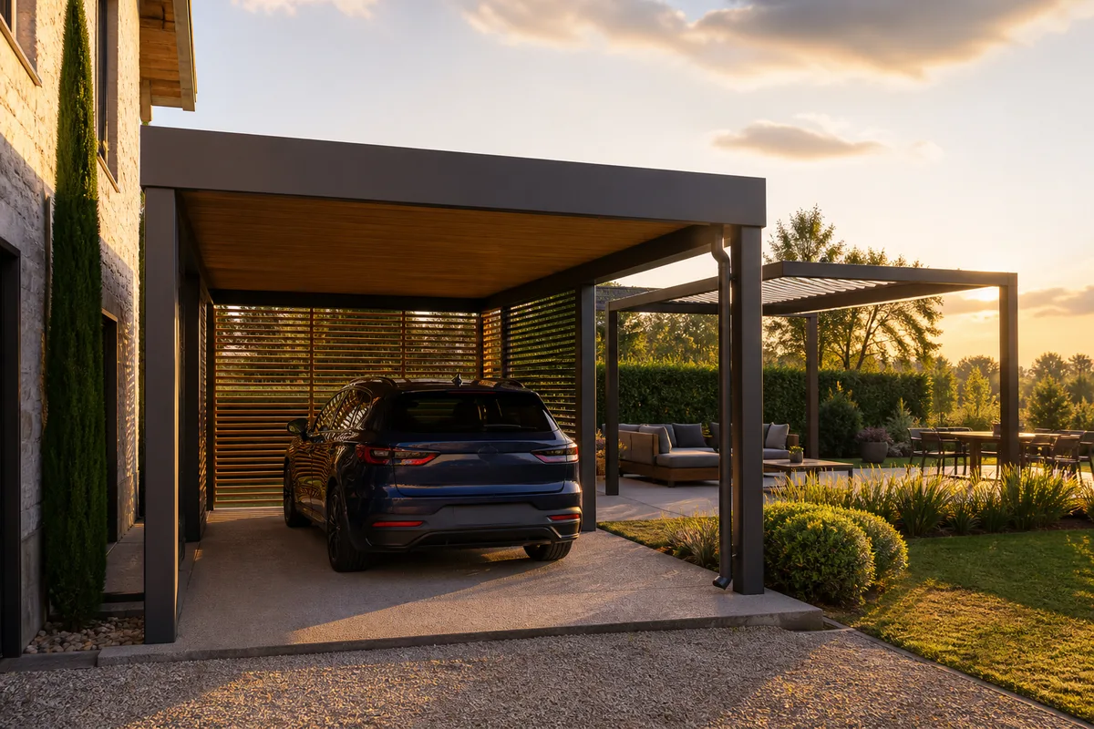 Carport à toit plat : dimensions, matériaux et permis